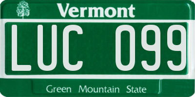 VT license plate LUC099