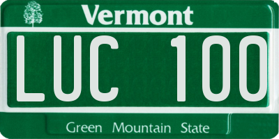 VT license plate LUC100