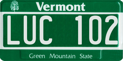 VT license plate LUC102