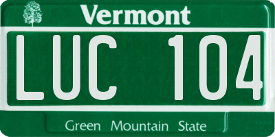 VT license plate LUC104