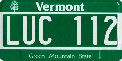 VT license plate LUC112