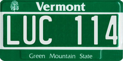 VT license plate LUC114