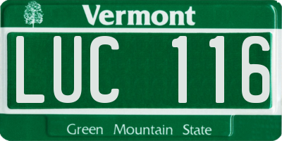 VT license plate LUC116
