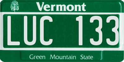 VT license plate LUC133