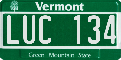 VT license plate LUC134