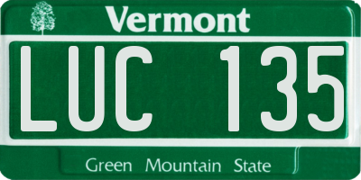 VT license plate LUC135