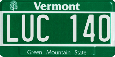 VT license plate LUC140