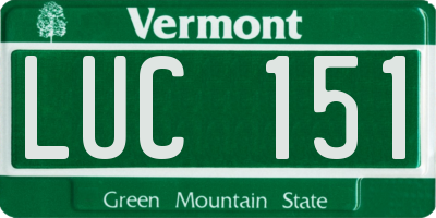 VT license plate LUC151