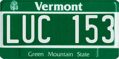 VT license plate LUC153
