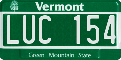 VT license plate LUC154