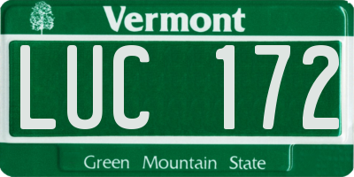 VT license plate LUC172