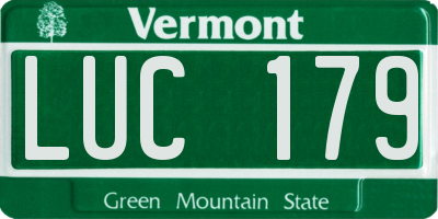 VT license plate LUC179