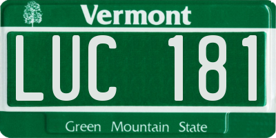 VT license plate LUC181