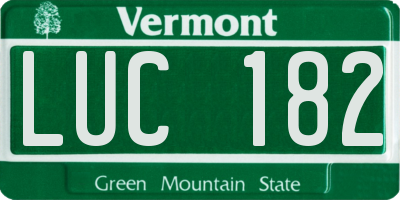 VT license plate LUC182