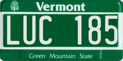 VT license plate LUC185