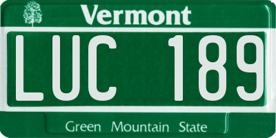 VT license plate LUC189
