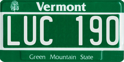 VT license plate LUC190