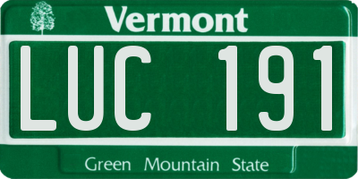 VT license plate LUC191