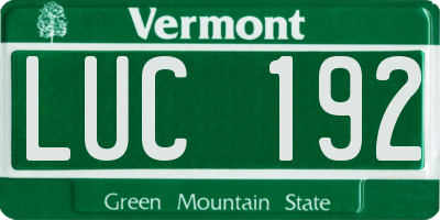 VT license plate LUC192