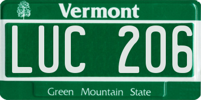VT license plate LUC206