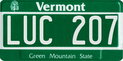 VT license plate LUC207
