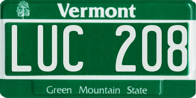 VT license plate LUC208