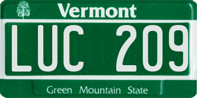 VT license plate LUC209
