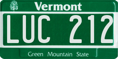 VT license plate LUC212