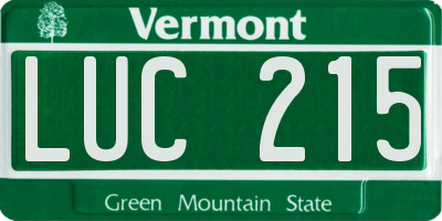 VT license plate LUC215