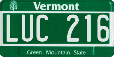 VT license plate LUC216