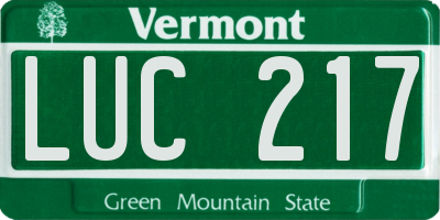 VT license plate LUC217