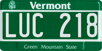 VT license plate LUC218