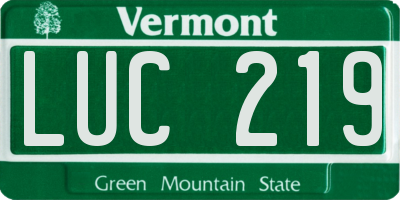 VT license plate LUC219