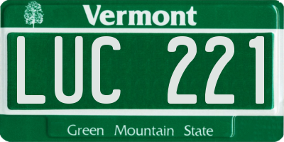 VT license plate LUC221