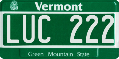 VT license plate LUC222