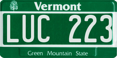 VT license plate LUC223