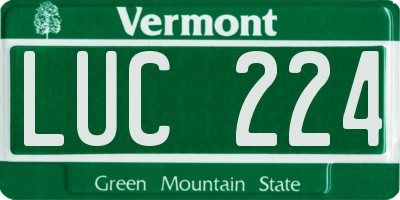 VT license plate LUC224