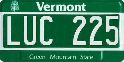 VT license plate LUC225