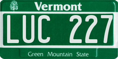 VT license plate LUC227