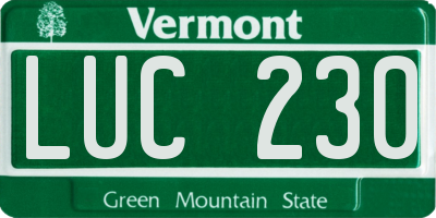 VT license plate LUC230