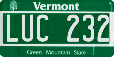 VT license plate LUC232