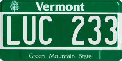 VT license plate LUC233