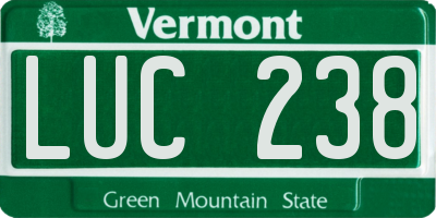 VT license plate LUC238