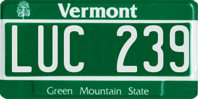 VT license plate LUC239