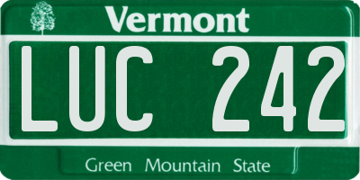 VT license plate LUC242