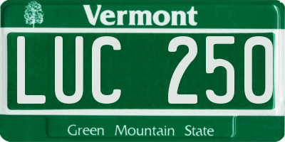 VT license plate LUC250