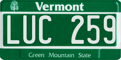 VT license plate LUC259