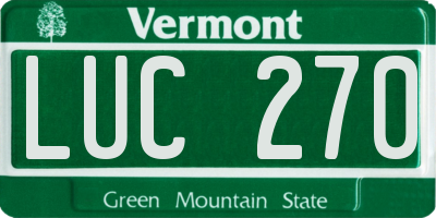 VT license plate LUC270