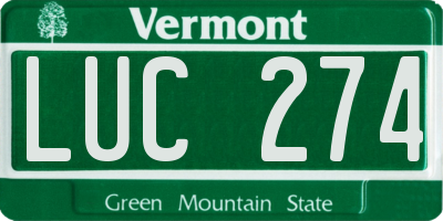 VT license plate LUC274