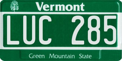 VT license plate LUC285